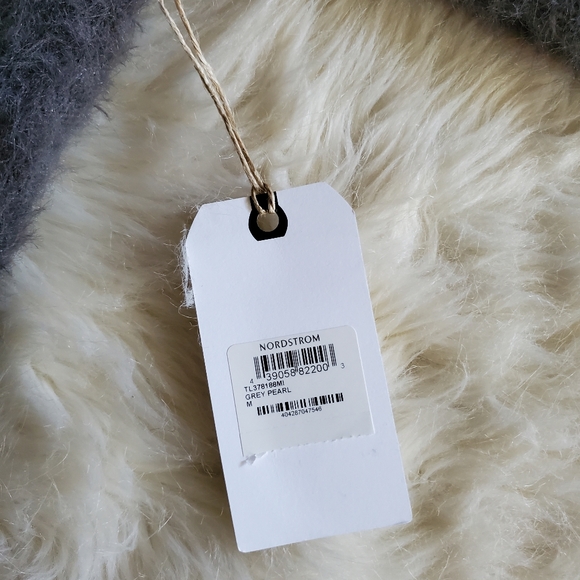 Leith Faux-Fur Embellished Beaded Gray Sweater M NWT - Picture 9 of 13